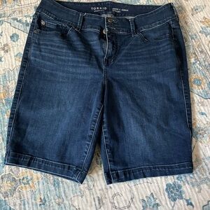 Torrid Soft stretch Dark Indigo Stretch Denim Bermuda Shorts
